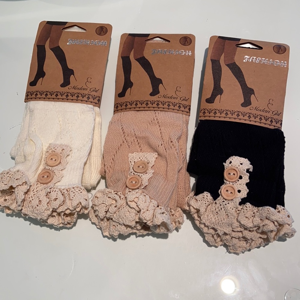 BUY 2 GET 1 FREE NEW Lace trim knee high socks